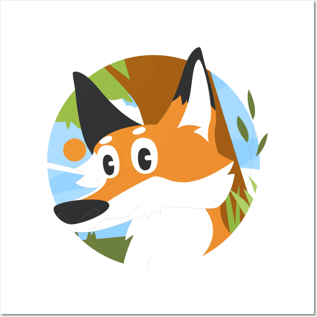 Fox Face Cartoon Wall Art by Mako Design 